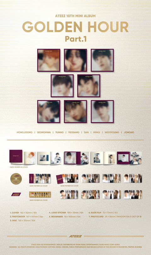 [7/18 1:1 VIDEO CALL EVENT BY FROMM] ATEEZ - [GOLDEN HOUR : Part.1] (DIGIPACK) (PRE-ORDER)